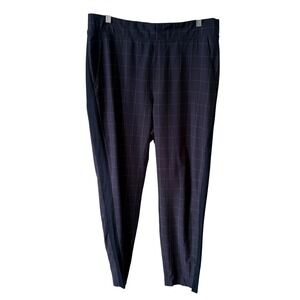 Athleta Women's Navy Windowpane Grid Brooklyn Textured Ankle Pant in Size 12